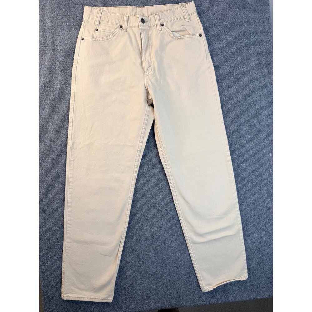 Vintage Levis 550 Relaxed Fit Jeans 33x32 Mens Tan Khaki USA Made Orange Tab